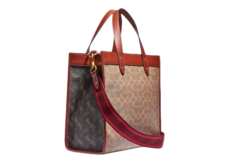 Coach Tote in Signature Canvas with Horse and Carriage Print Field Brass/Tan Truffle Rust
