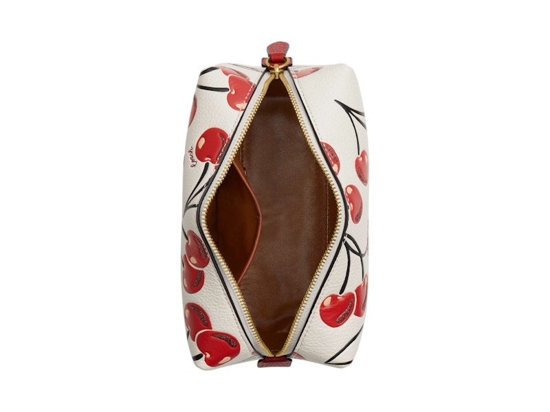 Coach Essential Cosmetic Pouch Cherry Print Brass/Chalk Multi