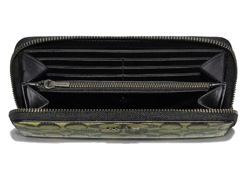 Coach x Bape Accordion Zip Wallet Signature Canvas With Ape Head Black Copper/Camo Multi