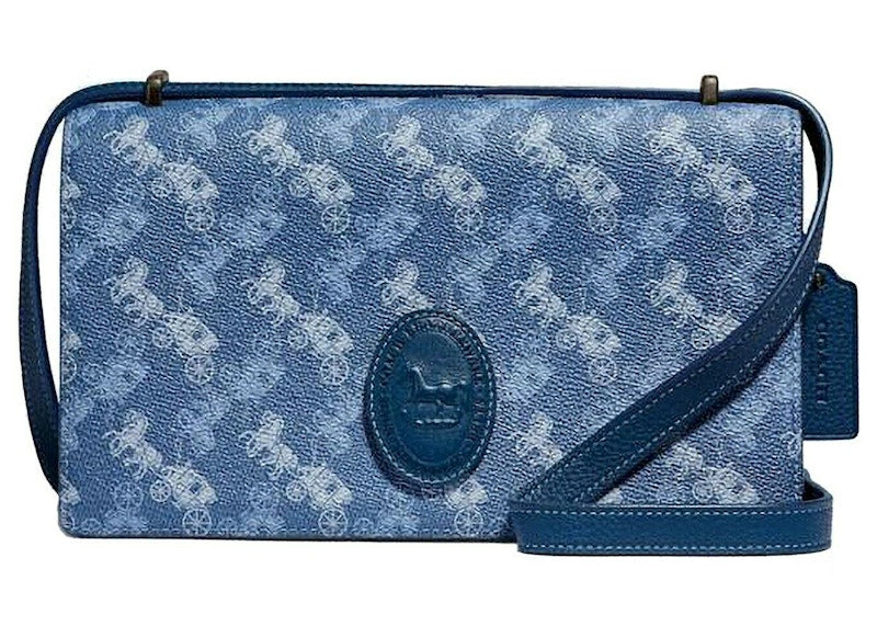 Coach Camille Crossbody Horse And Carriage Print Blue