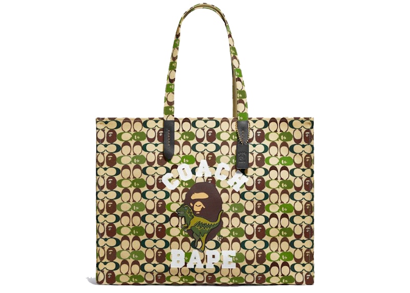 Coach x Bape Tote 47 Signature Canvas With Ape Head Black Copper/Camo Multi