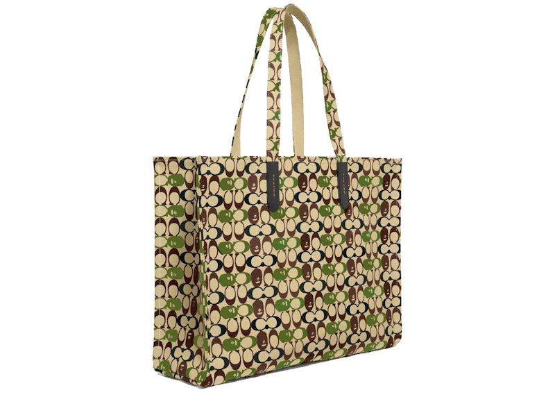 Coach x Bape Tote 47 Signature Canvas With Ape Head Black Copper/Camo Multi