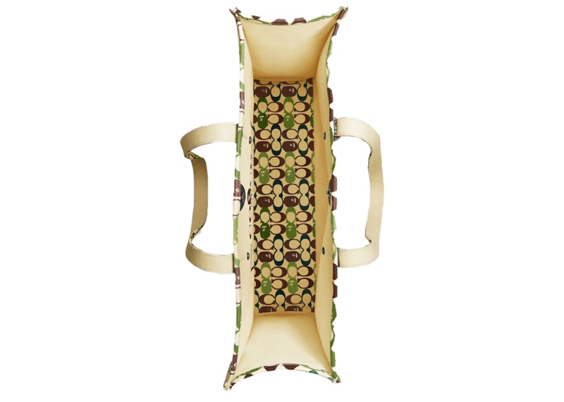 Coach x Bape Tote 47 Signature Canvas With Ape Head Black Copper/Camo Multi