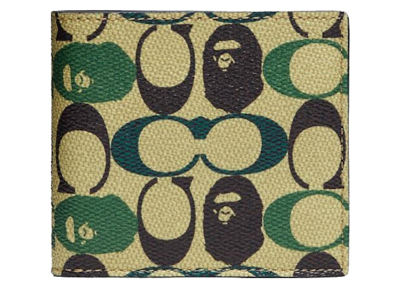 Coach x Bape Coin Wallet Signature Canvas With Ape Head Black Copper/Camo Multi