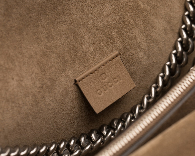 Gucci Dionysus Shoulder Bag GG Supreme Small Taupe