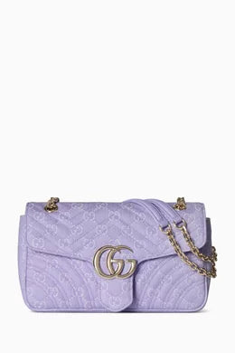 Medium GG Marmont Shoulder Bag in Chevron Denim