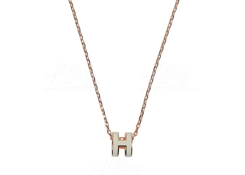 Hermes Mini Pop H Pendant Rose Gold-tone Blanc