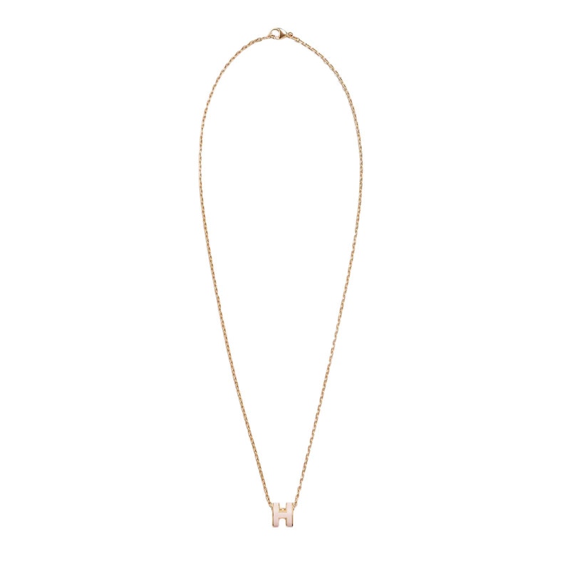 Hermes Mini Pop H Pendant Gold-tone Rose Dragee