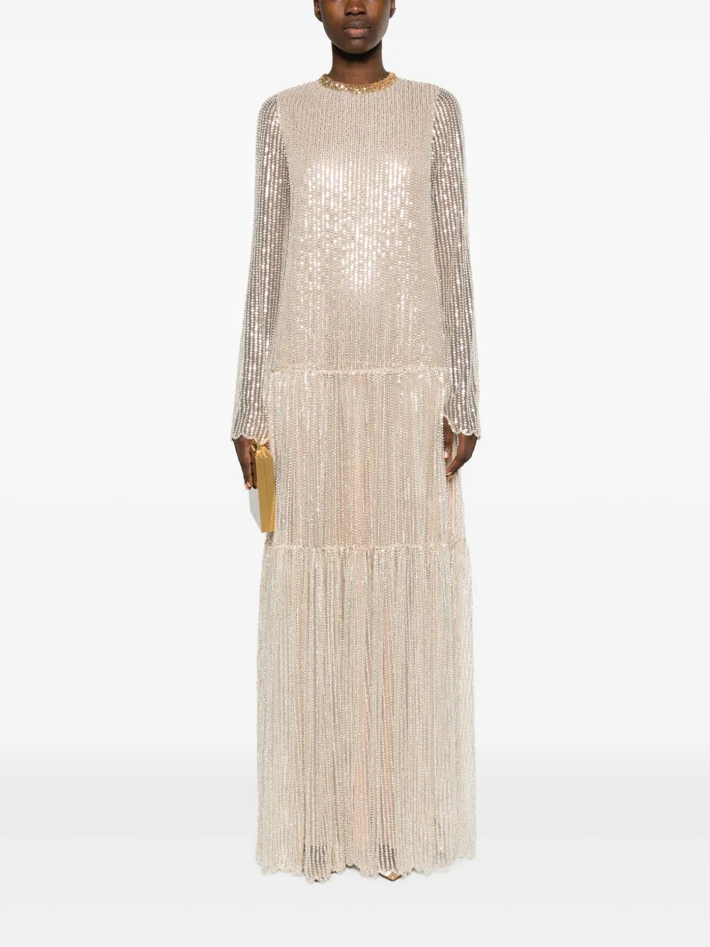 tiered sequinned gown