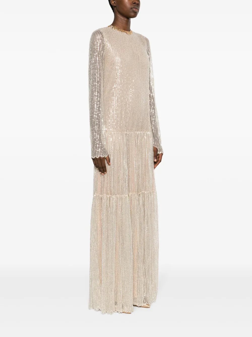 tiered sequinned gown