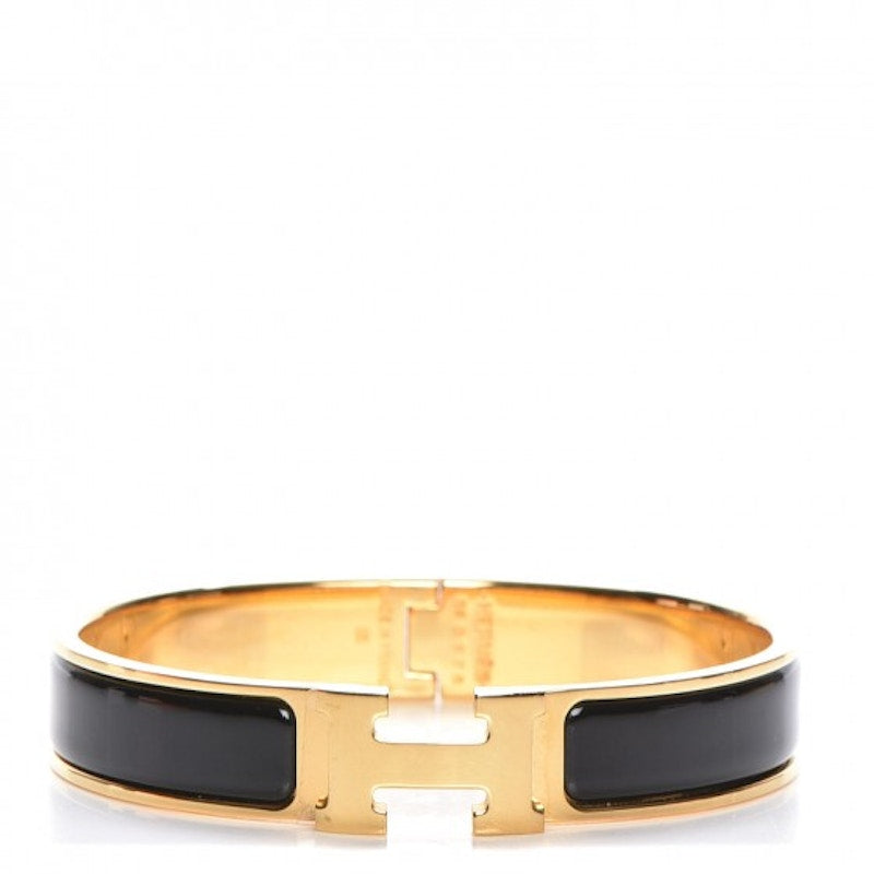 Hermes Clic Clac H Bracelet Gold-tone PM Black