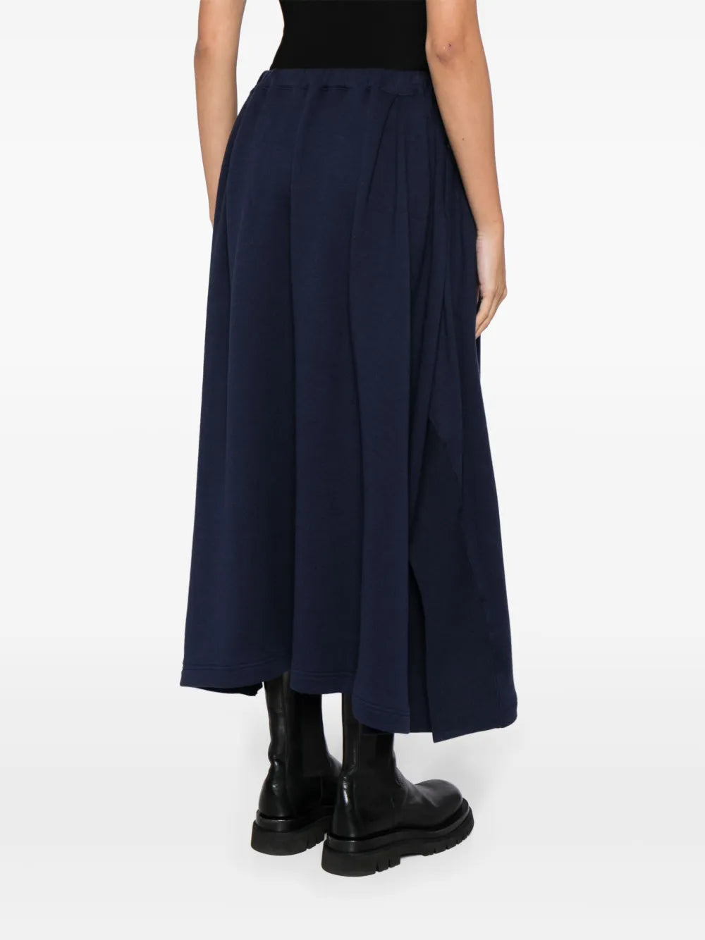 high-waist pleated midi skirt