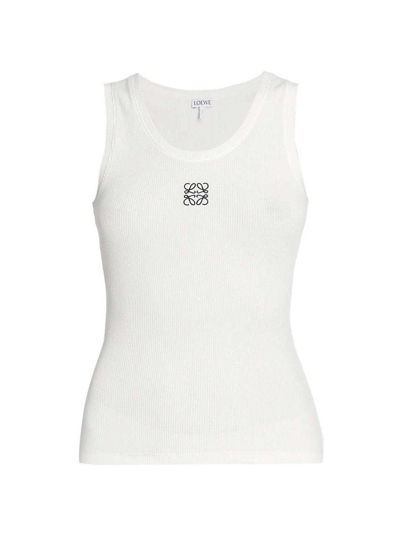 LOEWE Women's Anagram Cotton Tank Top White/Black