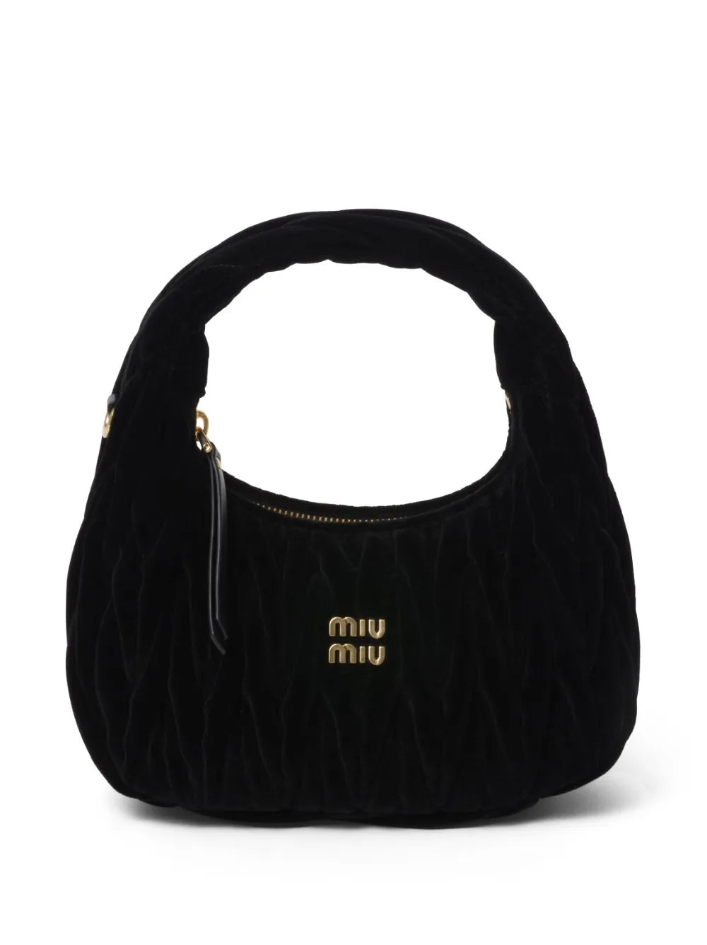 Wander matelassé velvet shoulder bag