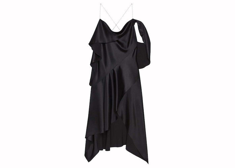 Givenchy Asymmetric Draped Satin Dress Black