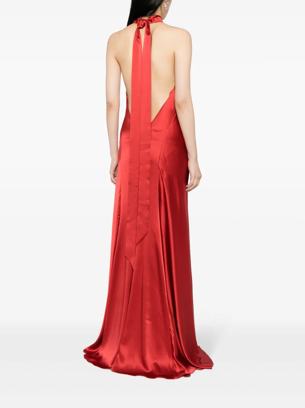 halterneck silk gown