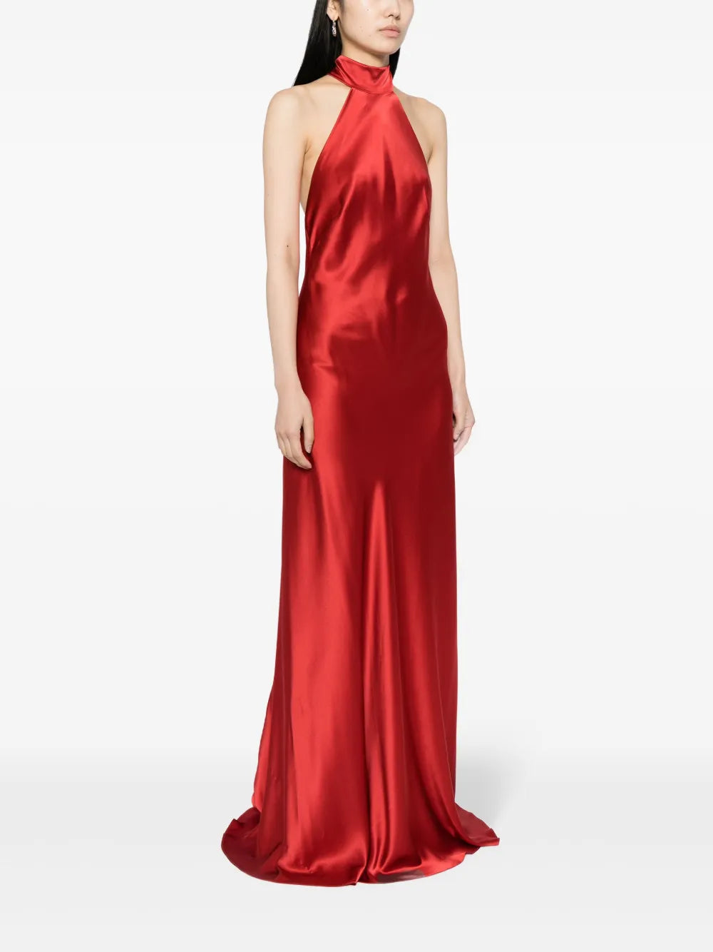halterneck silk gown