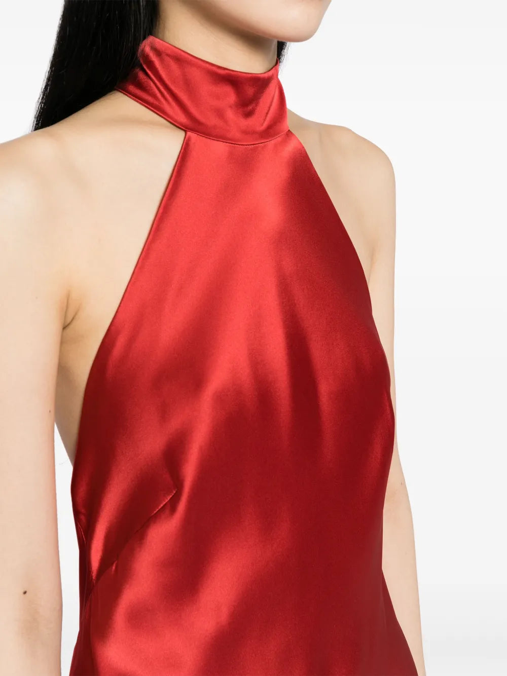 halterneck silk gown