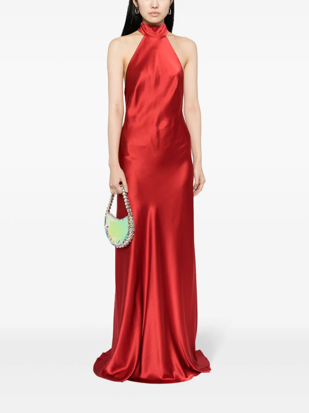 halterneck silk gown