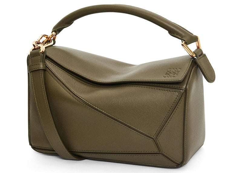 LOEWE Puzzle Bag Small Dark Khaki Green