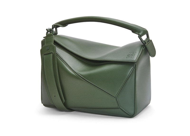 LOEWE Puzzle Bag In Satin Calfskin Vintage Khaki