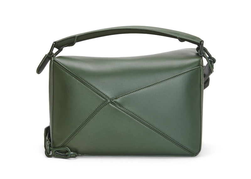 LOEWE Puzzle Bag In Satin Calfskin Vintage Khaki
