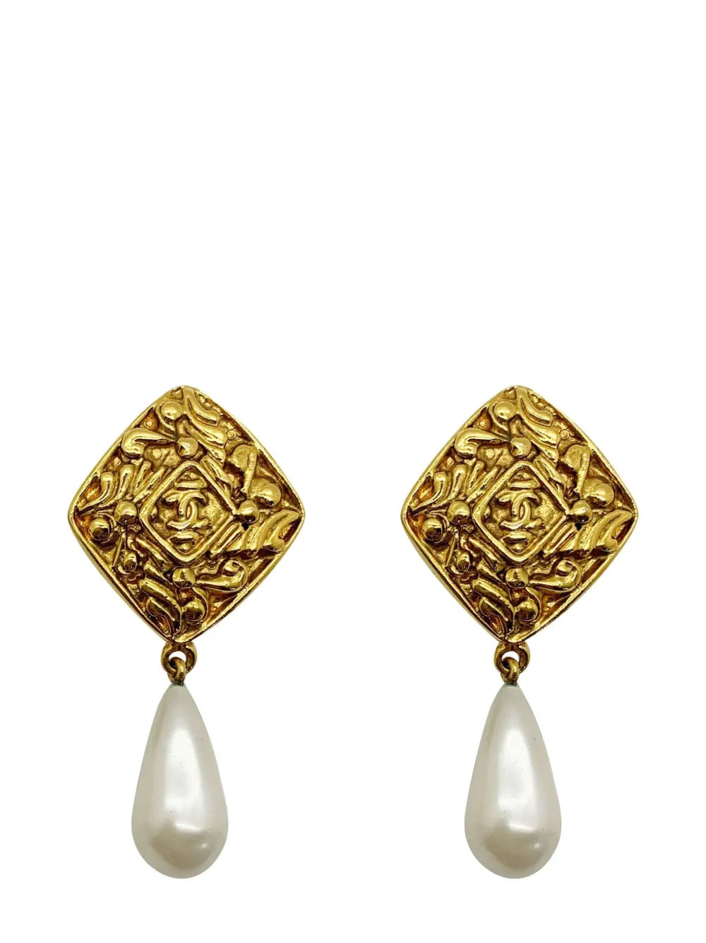 Chanel pearl lozenge CC drop earrings 1980s