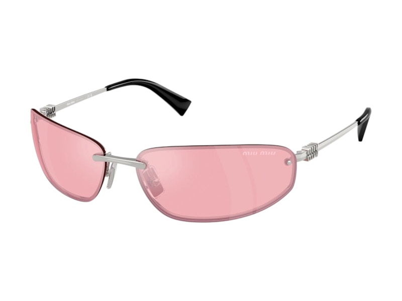 Miu Miu Womens Logo Nocturne Sunglasses Silver/Pink/Mirror Lilac (0MU A50S 1BC70J)