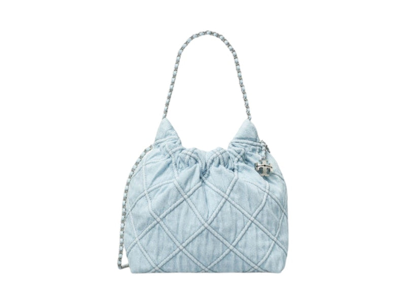 Tory Burch Fleming Denim Mini Hobo Bag Seltzer