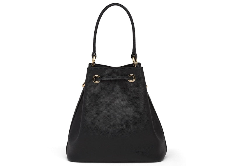 Prada Bucket Bag Saffiano Leather Gold-tone Black