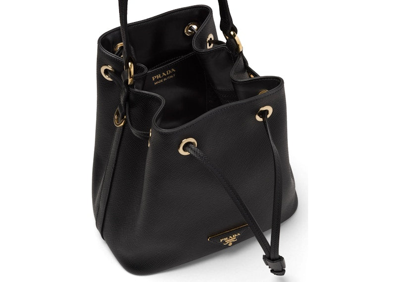 Prada Bucket Bag Saffiano Leather Gold-tone Black