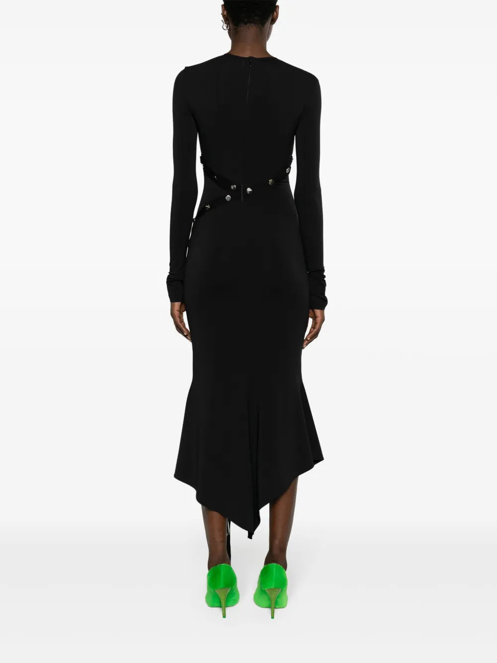 asymmetric convertible midi dress