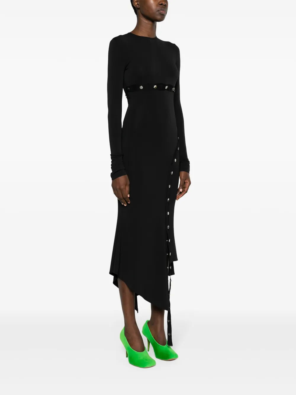 asymmetric convertible midi dress