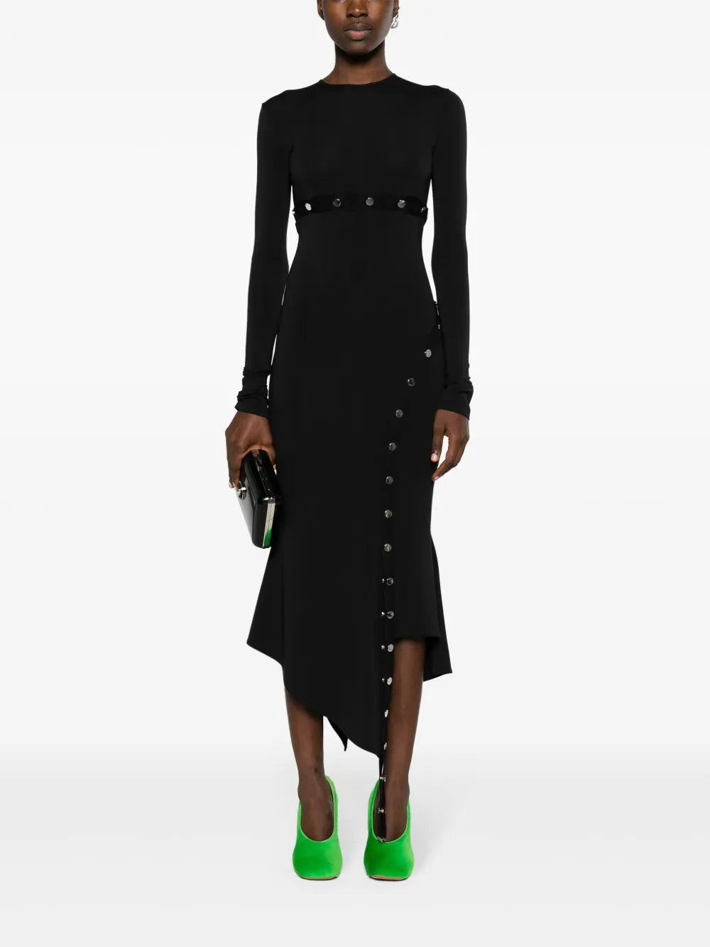 asymmetric convertible midi dress