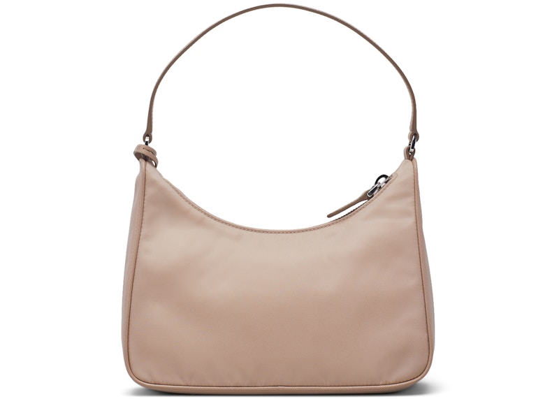 Prada Re-Edition 2005 Mini Bag Nylon Saffiano Leather Strap Cameo Beige