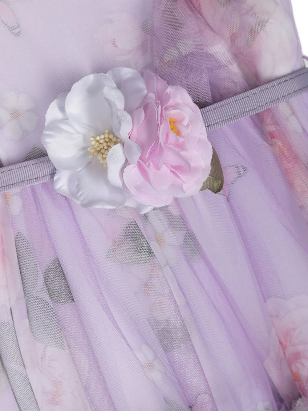 floral-print party dress