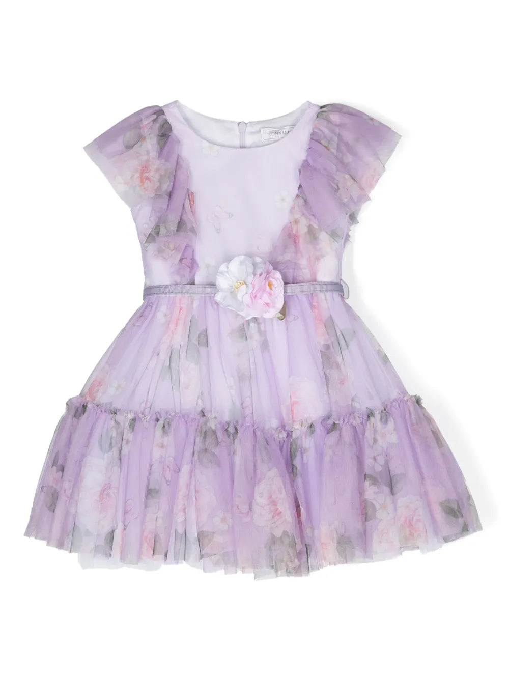 floral-print party dress