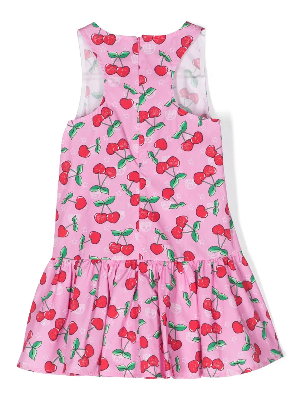 cherry-print poplin flared dress