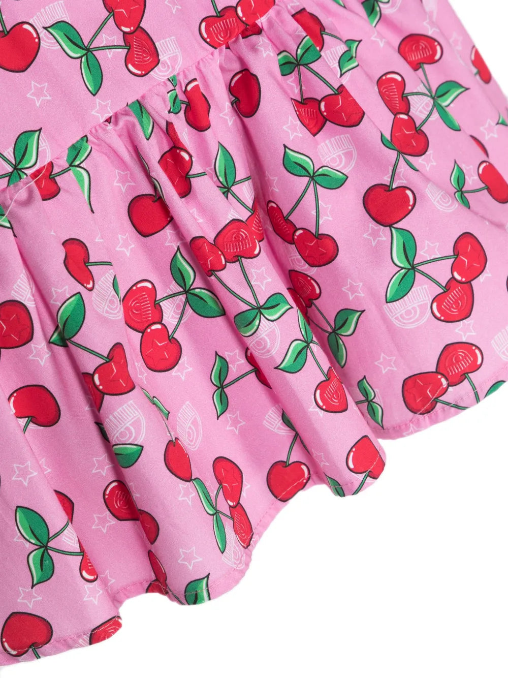 cherry-print poplin flared dress
