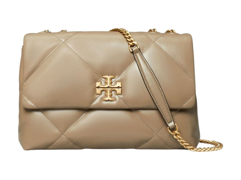 Tory Burch Kira Diamond Quilt Convertible Shoulder Bag Taupe Oak