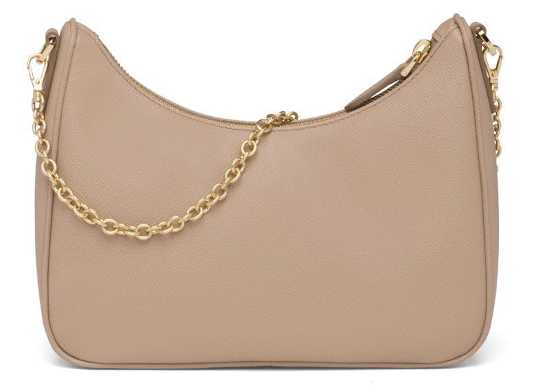 Prada Re-Edition 2005 Saffiano Leather Bag Cameo Beige