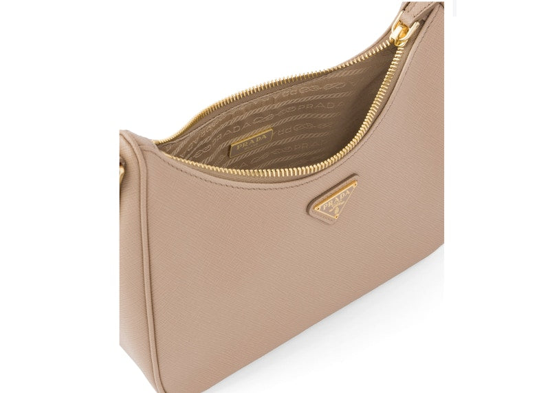 Prada Re-Edition 2005 Saffiano Leather Bag Cameo Beige