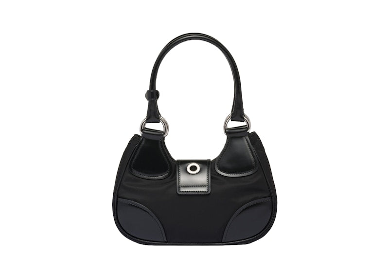 Prada Moon Re-Nylon And Leather Bag Black