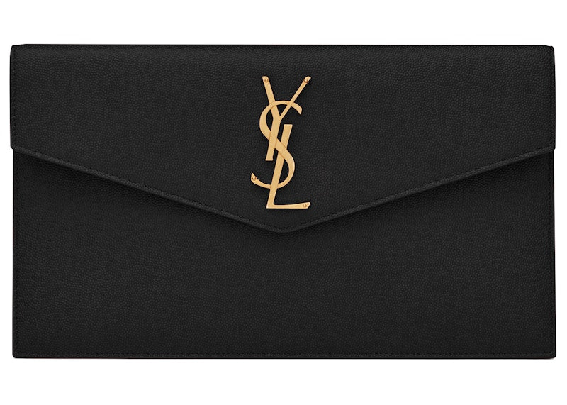 Saint Laurent Uptown Pouch Grain de Poudre Embossed Black