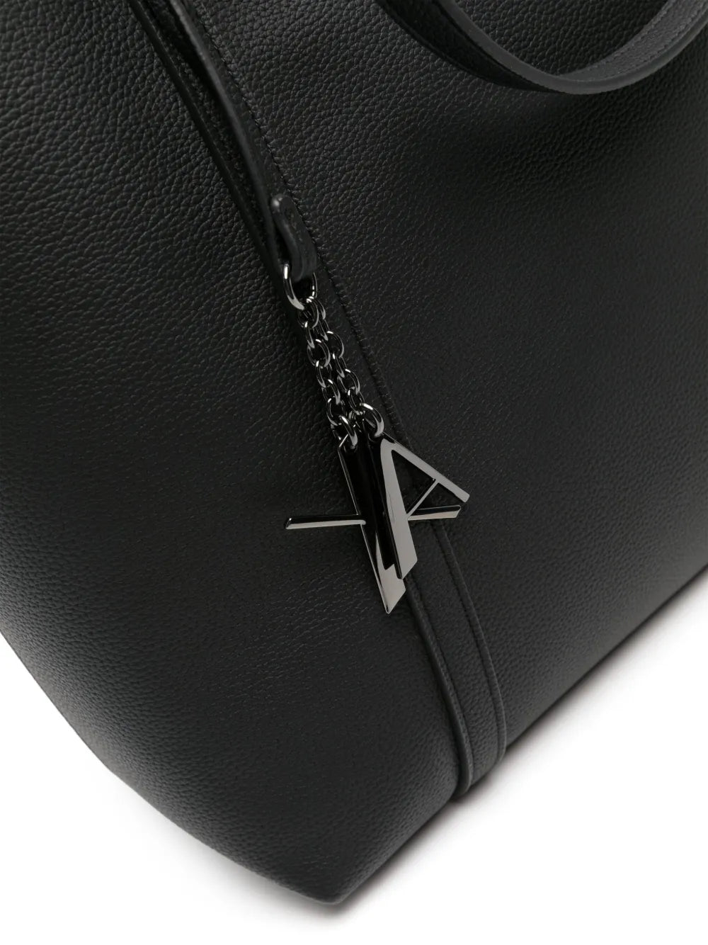 logo-charm grained tote bag