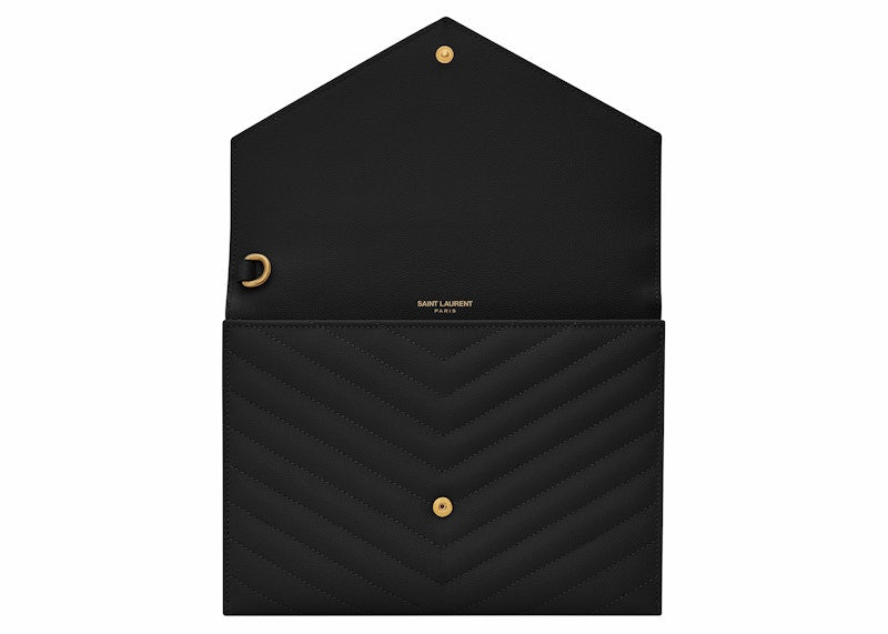 Saint Laurent Cassandre Matelasse Flap Pouch In Quilted Embossed Leather Black