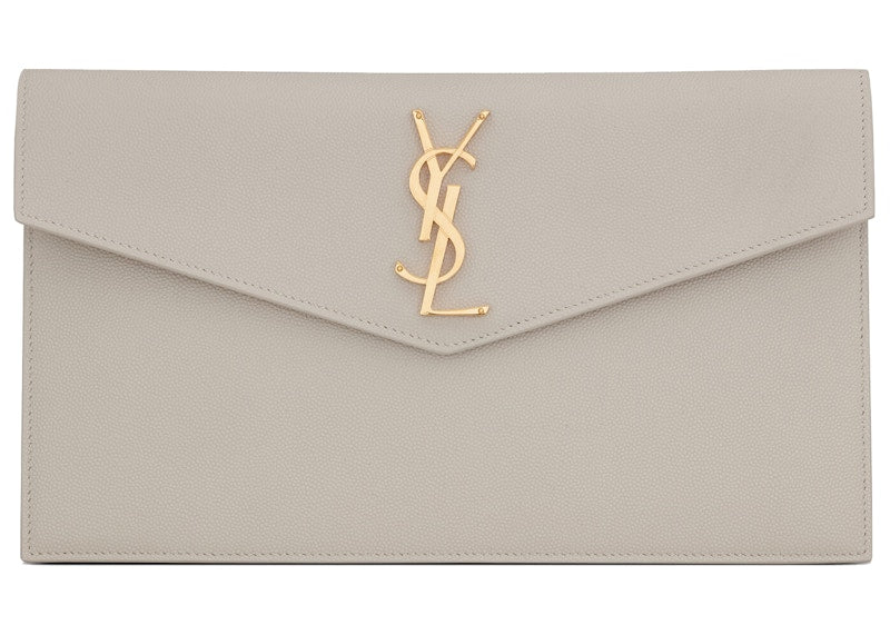 Saint Laurent Uptown Pouch Grain de Poudre Embossed Blanc Vintage