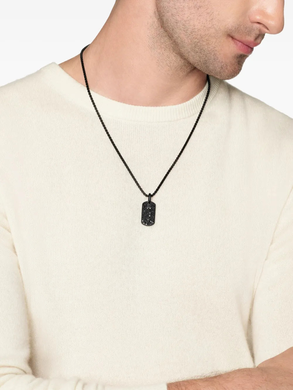 sterling silver Chevron diamond tag (27mm)