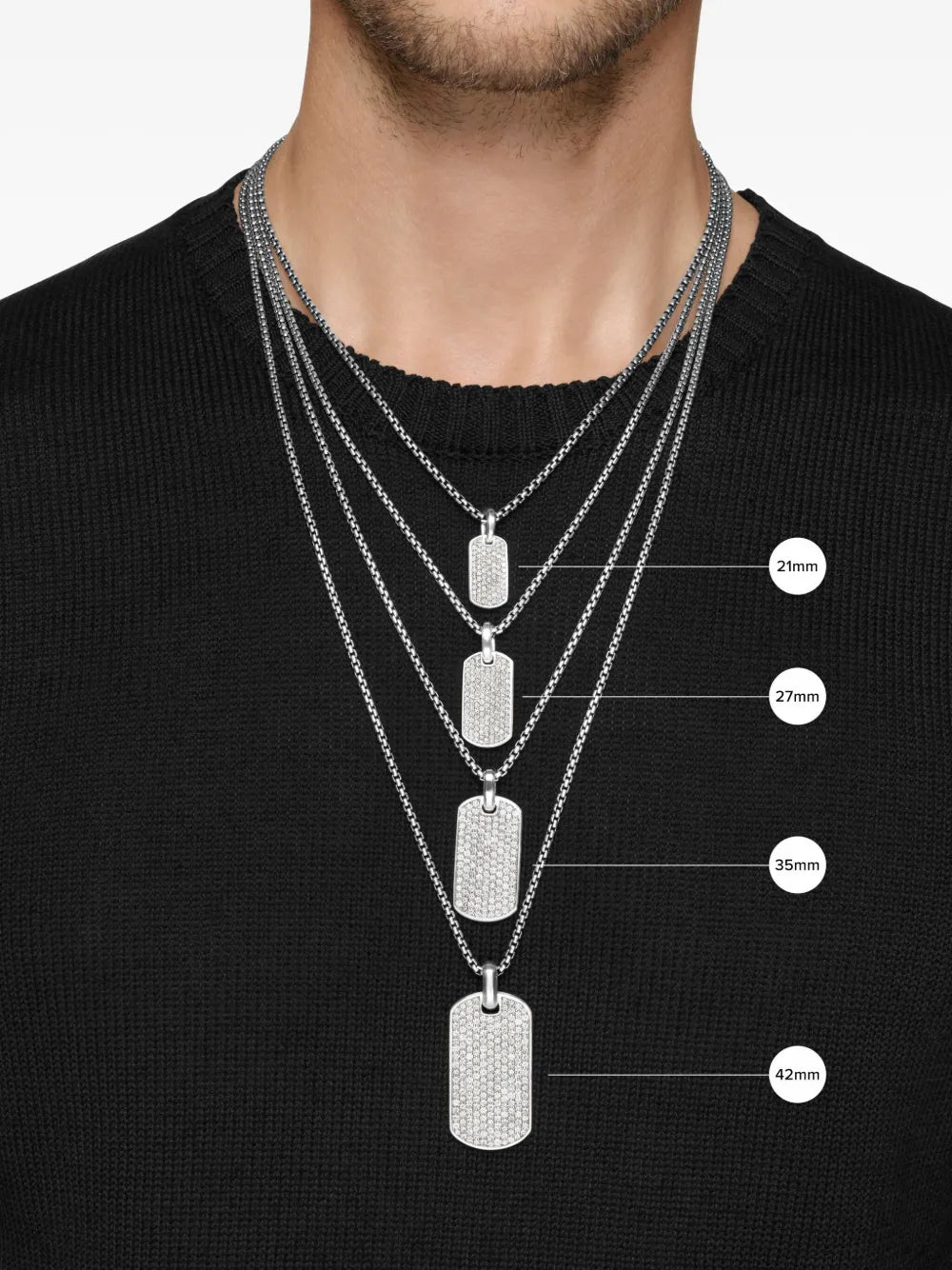 sterling silver Chevron diamond tag (27mm)