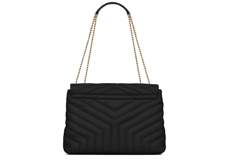 Saint Laurent Loulou Bag Matelasse Y Leather Gold-tone Medium Black